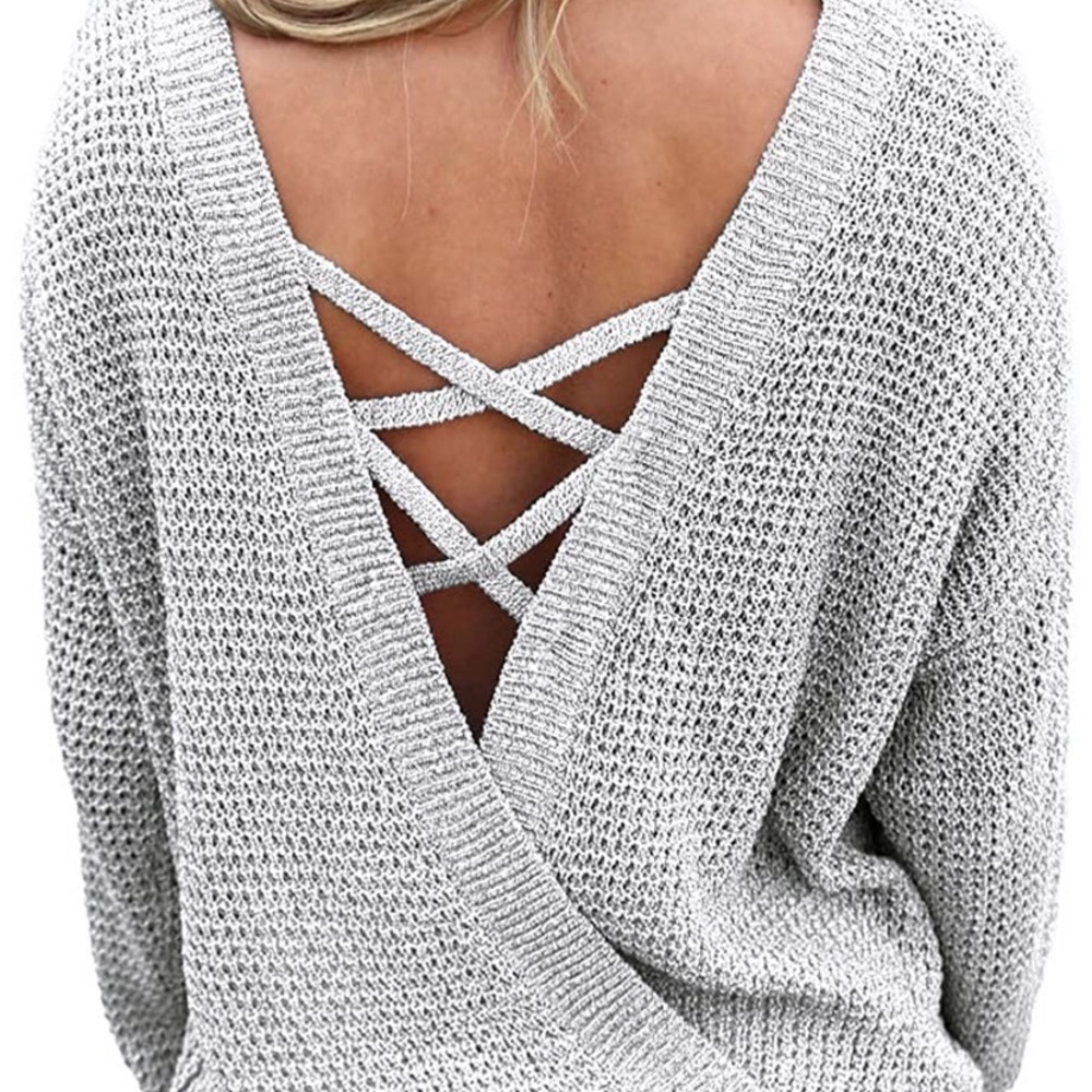 Criss-Cross Open-Back Sweater